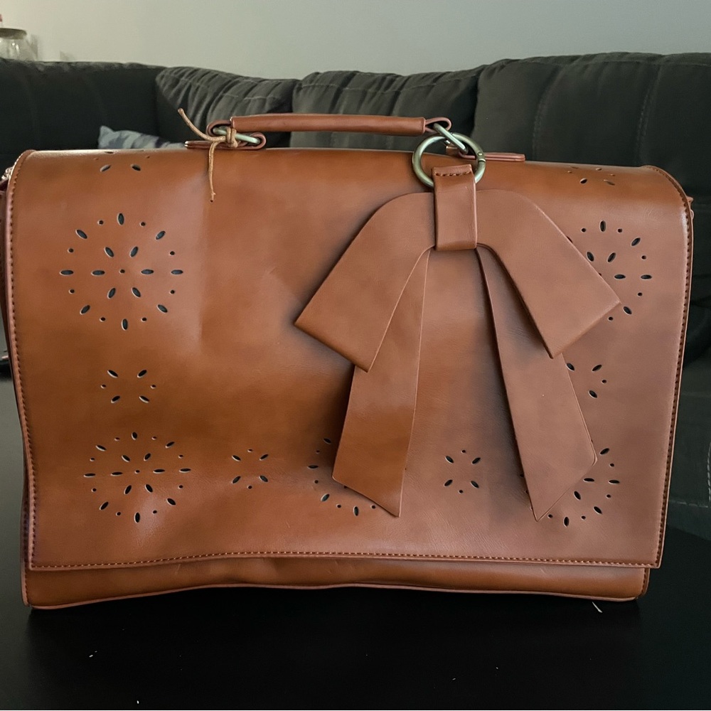 Women's Briefcase Detachable Bow Big